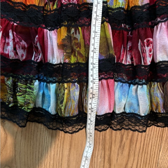 Colorful Floral and Black Lace Women's Skirt - Picture 5 of 7